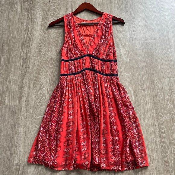 Abercrombie Orange Boho Sleeveless V-Neck Dress - Picture 3 of 7